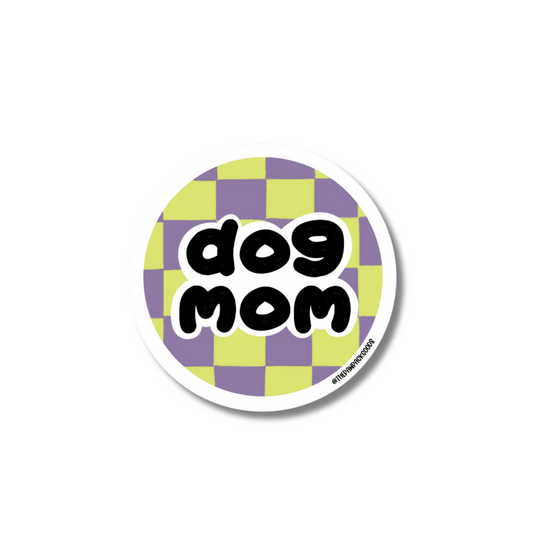 "Dog Mom" Groovy Checkered Sticker