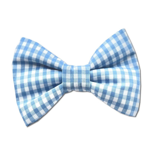 Baby Blue Gingham Bow - The Paw Pack Goods