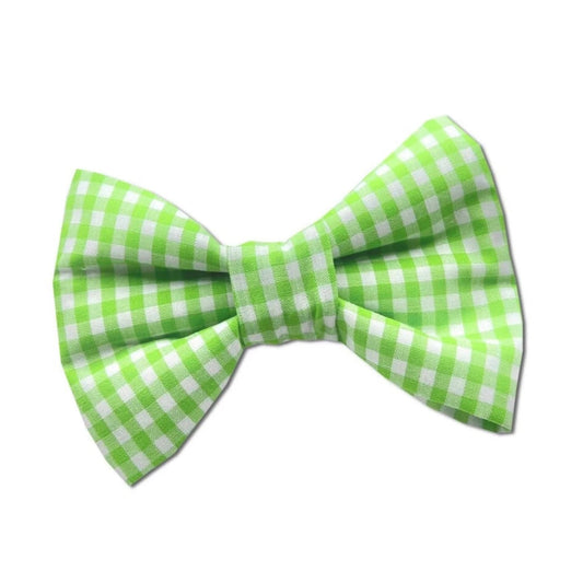 Lime Green Gingham Bow - The Paw Pack Goods