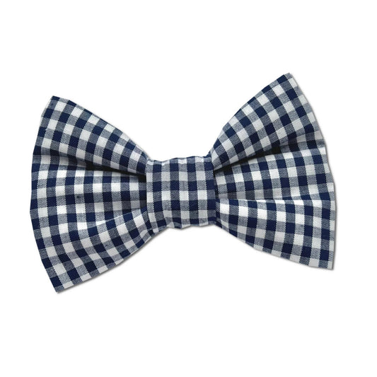 Navy Blue Gingham Bow - The Paw Pack Goods