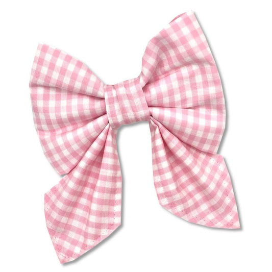 Pink Gingham Girly Bow - The Paw Pack Goods