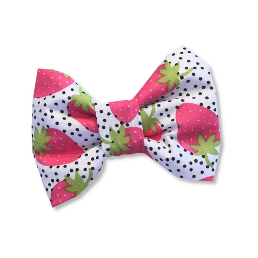 Polka Dot Strawberry Bow - The Paw Pack Goods